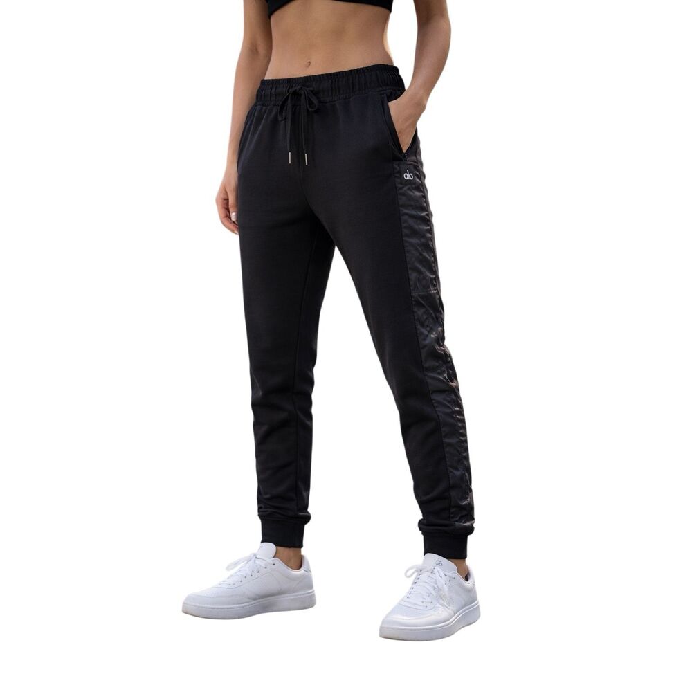 Alo Yoga Quilted Side Black Jogger Leggings Women's Medium